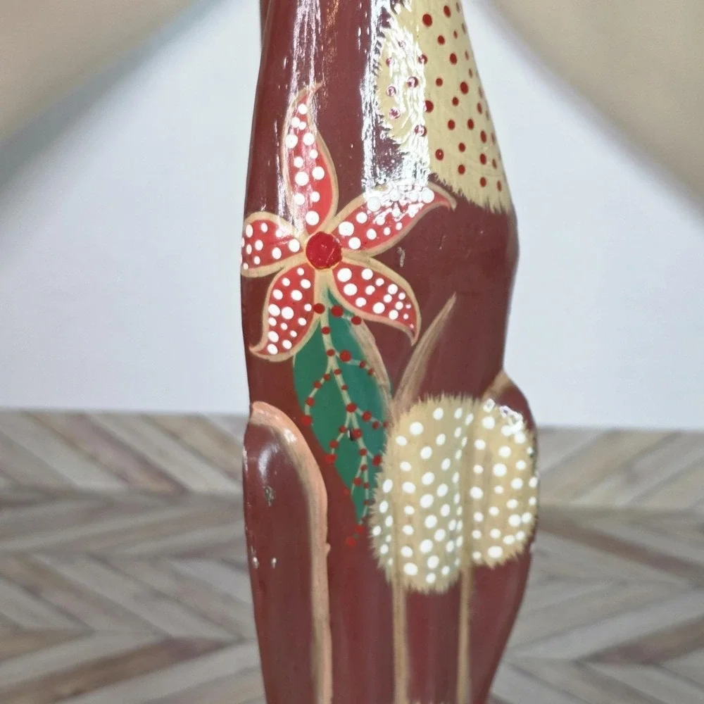 Vintage Hand Carved/Painted Wooden Cat Statue 21